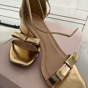 Chinese Laundry Gold Heels with Bow Accent